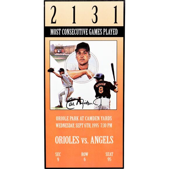 2131 Cal Ripken Jr Most Consecutive Games Played 8.5" x 4" - Picture 1 of 8